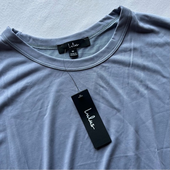 NWT Lulus Easily Enjoyed Dusty Blue Crew Neck Tee - Picture 8 of 8